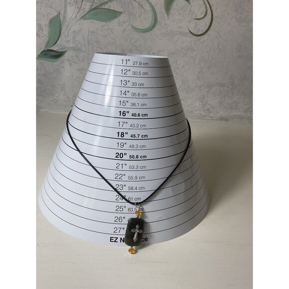 Cross Pendant Necklace With Adjustable Black Cord - Picture 2 of 5